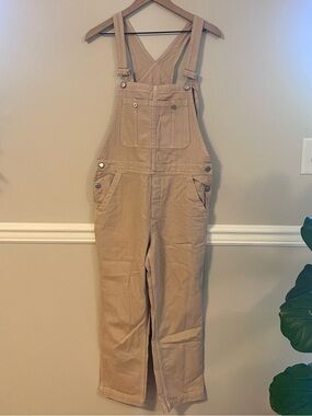 We The Free Women’s Tan Straight Leg Cotton Overalls Jumpsuit Size 28 Beige